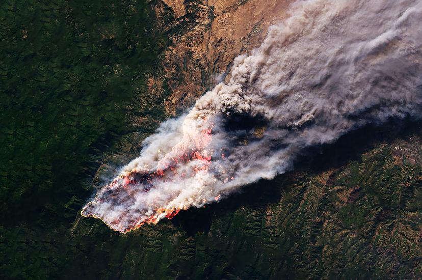 forest fire viewed from space 
